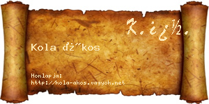 Kola Ákos névjegykártya